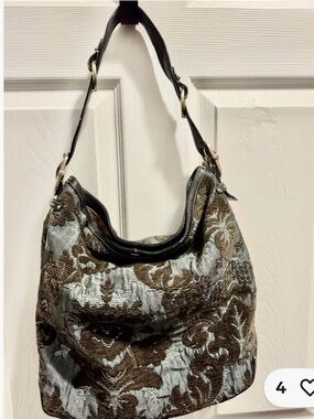 Liz Claiborne Brown and Silver Jacquard Shoulder Bag